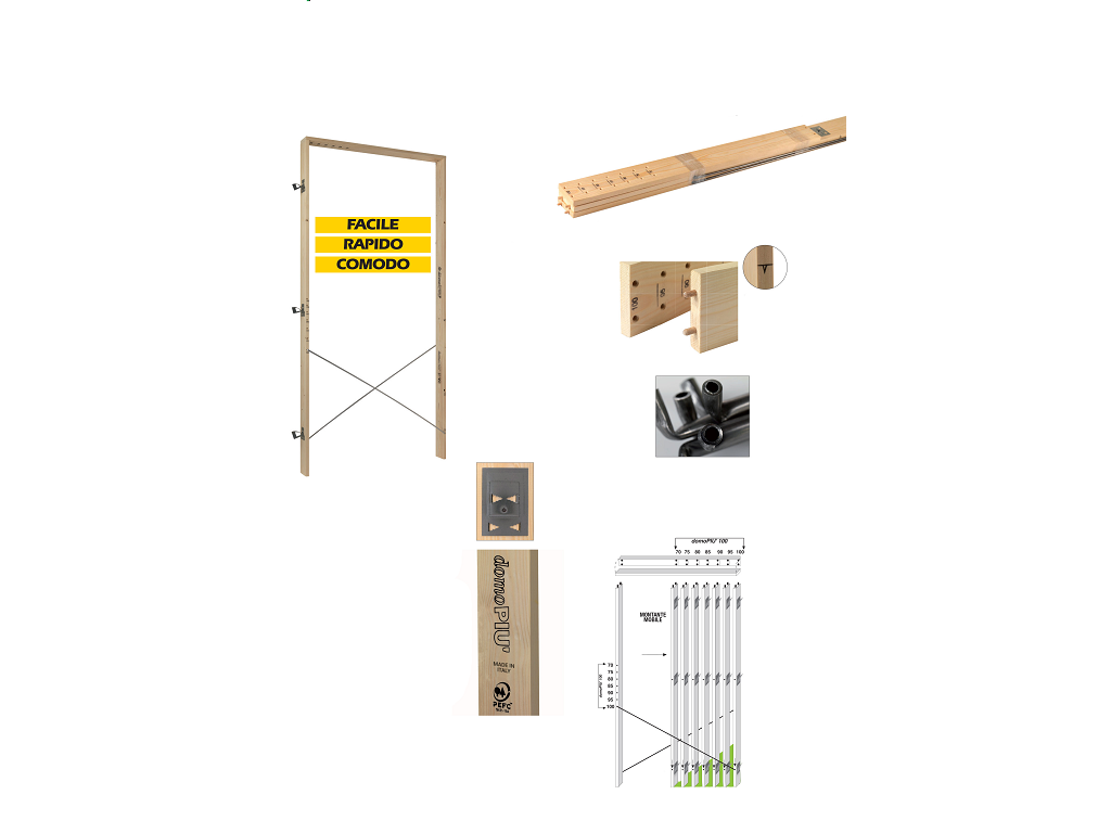 Controtelaio legno per Porte da cm.70-100 x h 215 muri Spessore cm.12,0 Domo PIU' 100 | Salati & Montepietra - immagine 2
